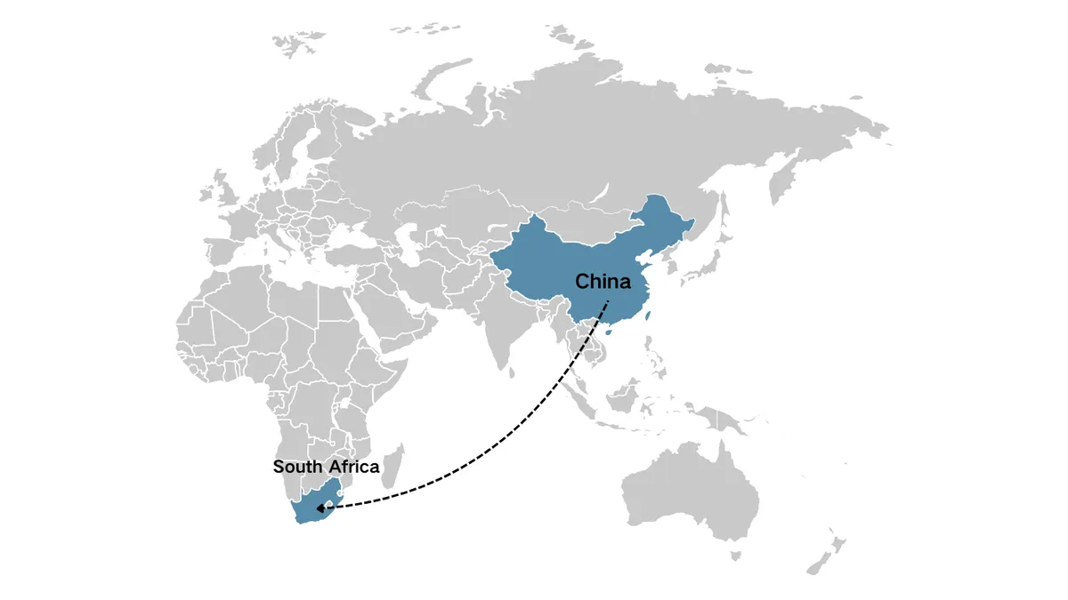 shipping from China to South Africa