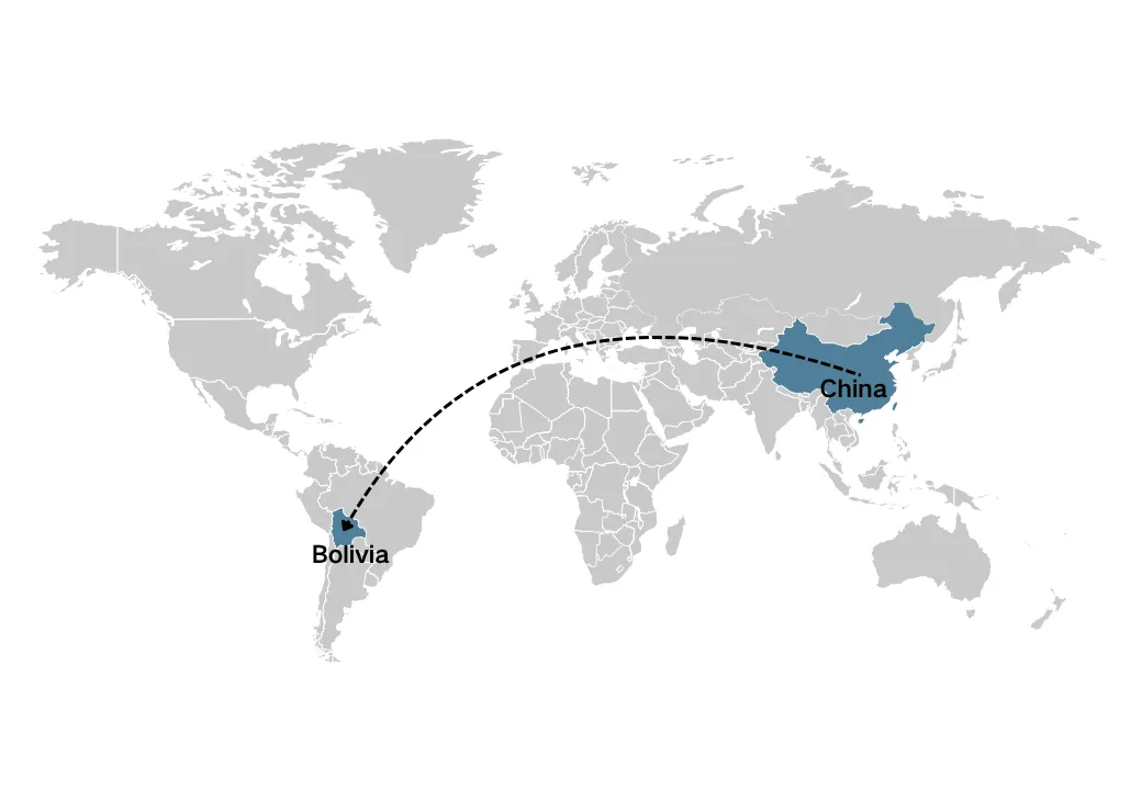 שיפּינג פון טשיינאַ צו באָליוויאַ