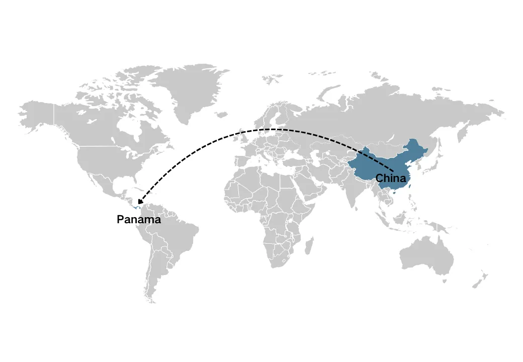 שיפּינג פון טשיינאַ צו פּאַנאַמאַ