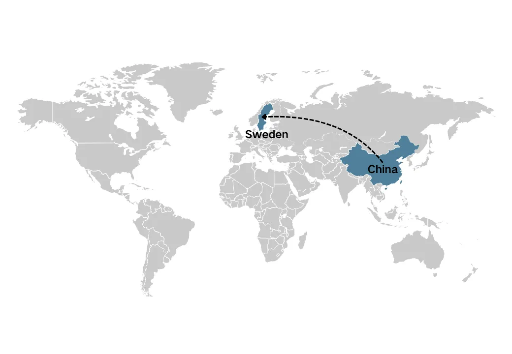 Sowo lati China to Sweden