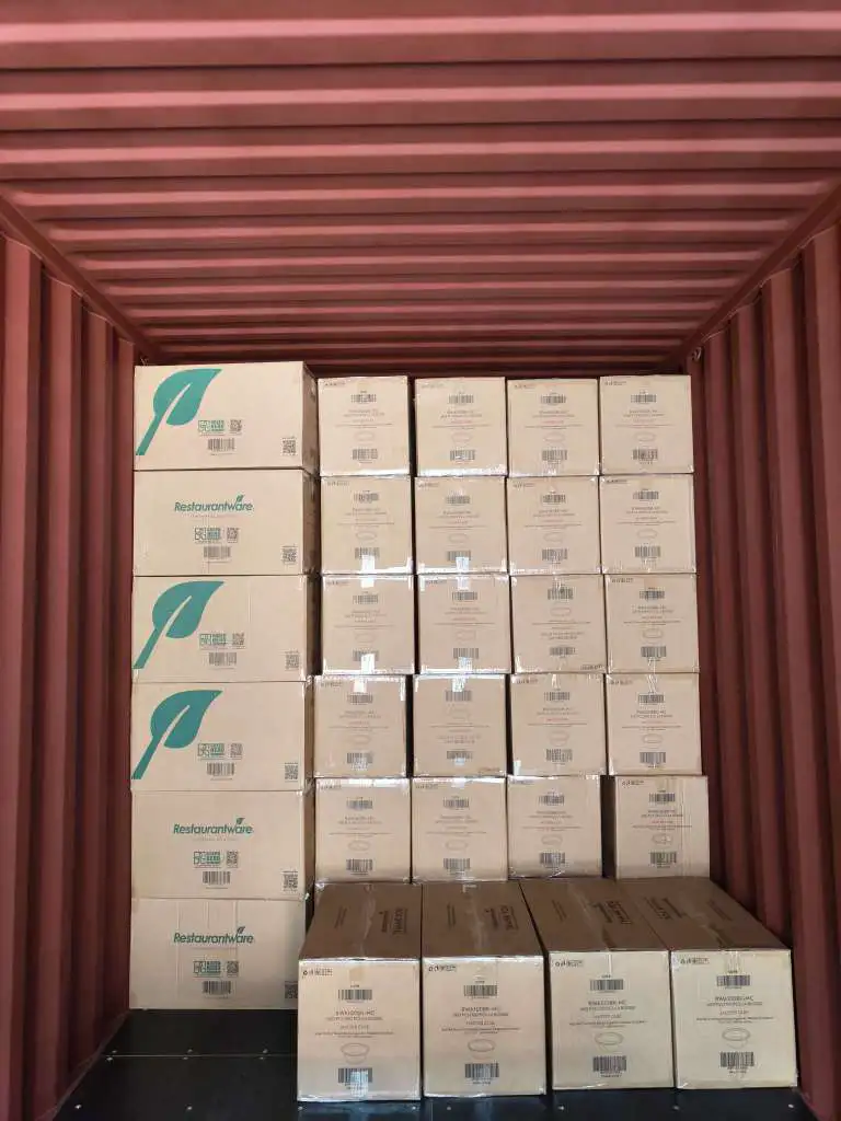 Fig 1: Packing box cartons staged for loading at the Ningbo consolidation point — mixed SKU cartons with the four-tier loading plan applied