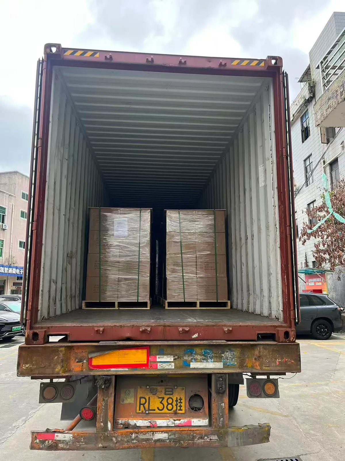 Fig 1: Carbon fiber composite cylinders with valves, packed in individual cartons at the warehouse in Shenzhen before air freight