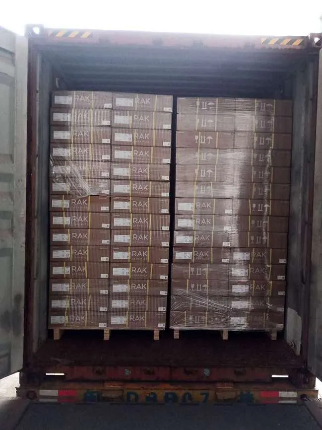 Fig 1: Concealed cistern cartons staged at the consolidation warehouse in Xiamen before container loading