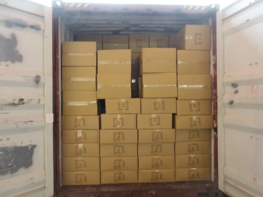 Fig 3: Container interior after loading — castings lashed and braced against the container walls